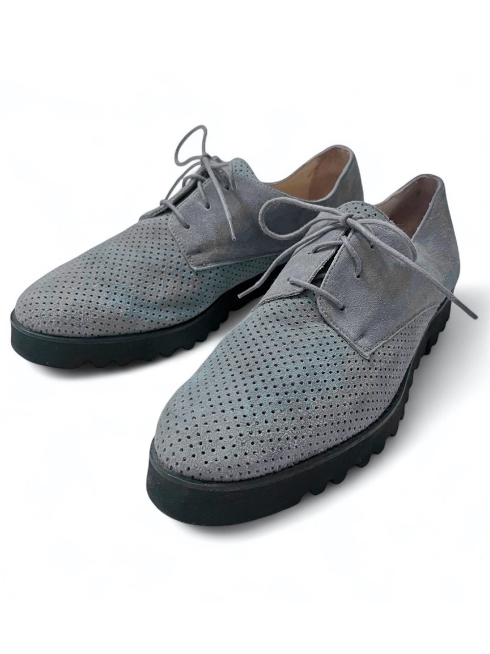 Ron White Virbam Lug Sole Suede Perforated Lace Up Oxford Loafers 8.5